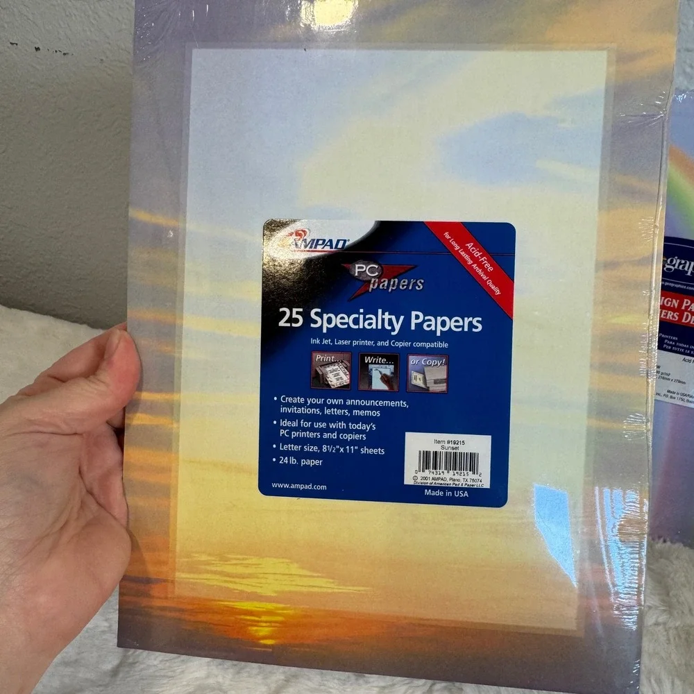 Vintage Ampad Geographics Specialty Paper Bundle Sunset Rainbow 50 Sheets 8.5x11